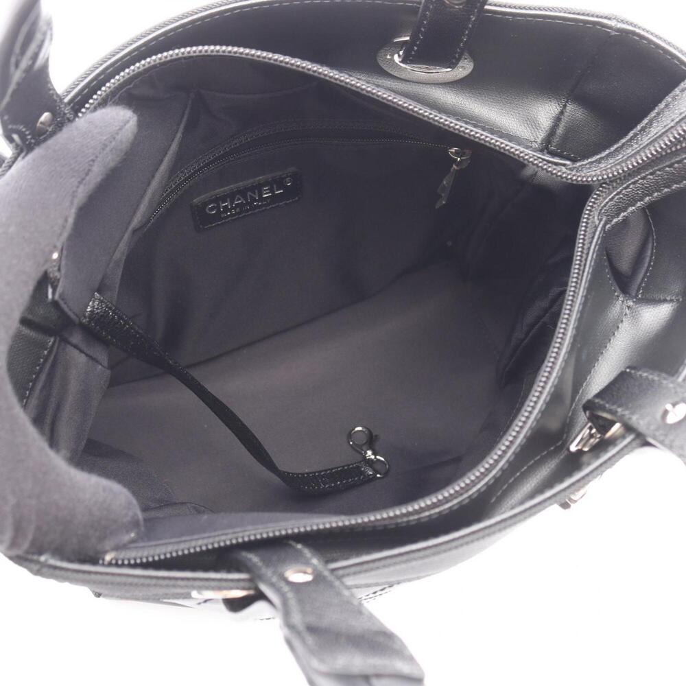 Chanel Paris Biarritz PM Tote Bag Handbag, Coated Canvas Leather, Women's, Bl... - Picture 3 of 9